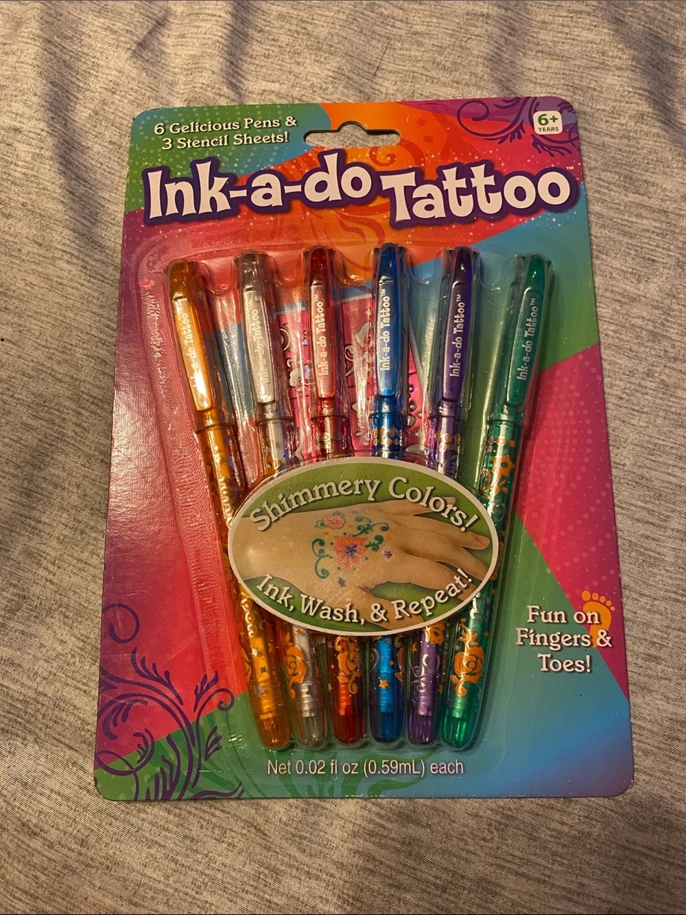 Ink-a-Do Tattoo Gel Pens w/ Stencil Sheets NEW